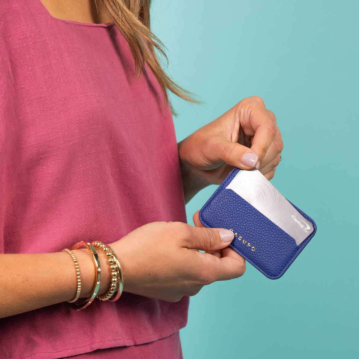 CASUPO Mag Safe Leather Wallet with RFID - Cobalt