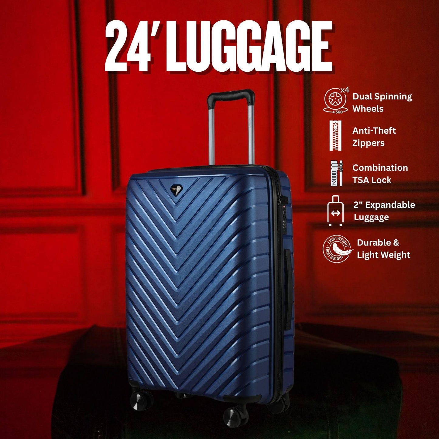 Sole Premise 24-inch Blue Hardcase Checked Luggage