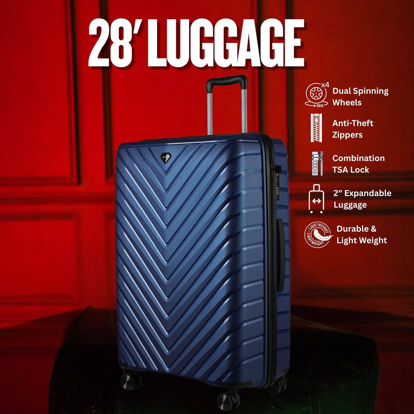 Sole Premise 28-inch Blue Hardcase Checked Luggage