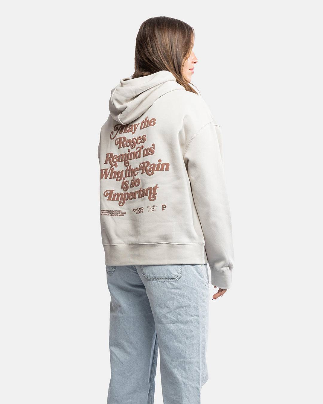 Women's Sueded Slogan Hoodie - Bone - Stiles Supply Co.