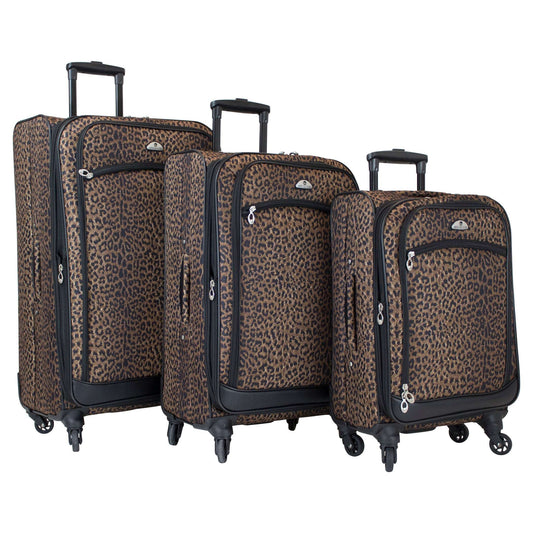 American Flyer Animal Print 5-Piece Spinner Luggage Set