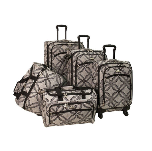 American Flyer Silver Clover 5-Piece Spinner Luggage Set