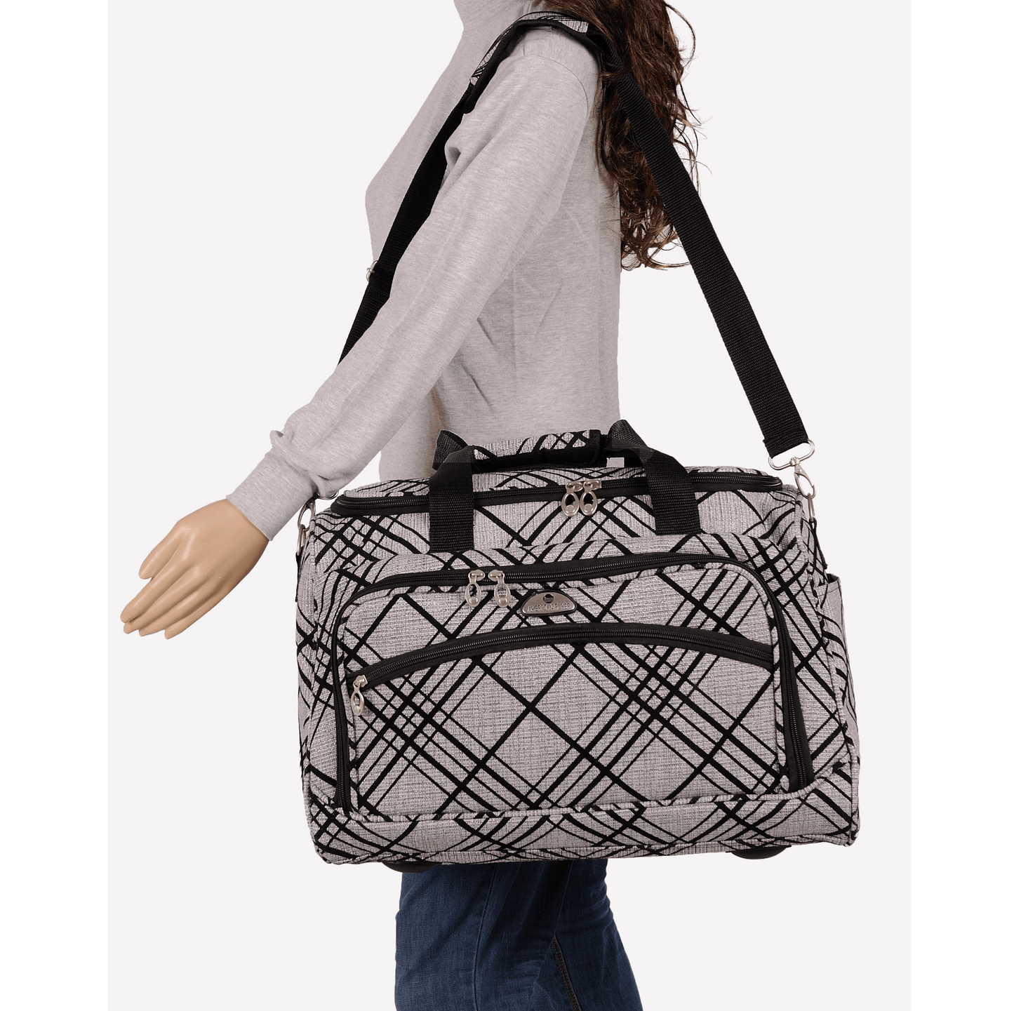 American Flyer Silver Stripes 5-Piece Spinner Luggage Set