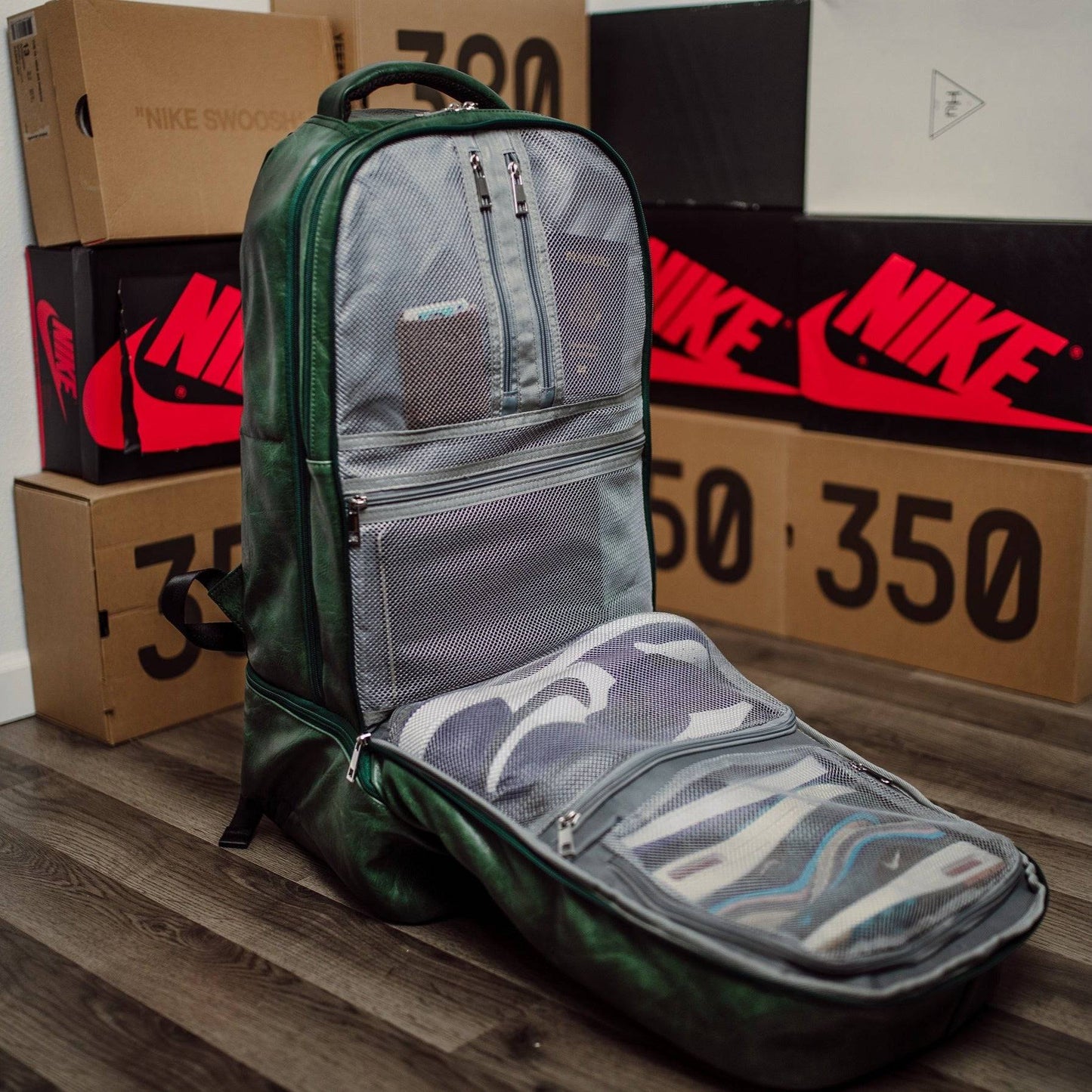 Sole Premise Emerald Green Leather Sneaker Backpack