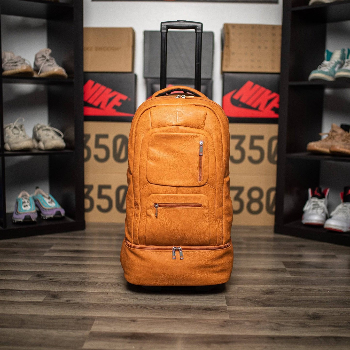 Sole Premise Brown Leather Carry-On Patented Roller Sneaker Bag