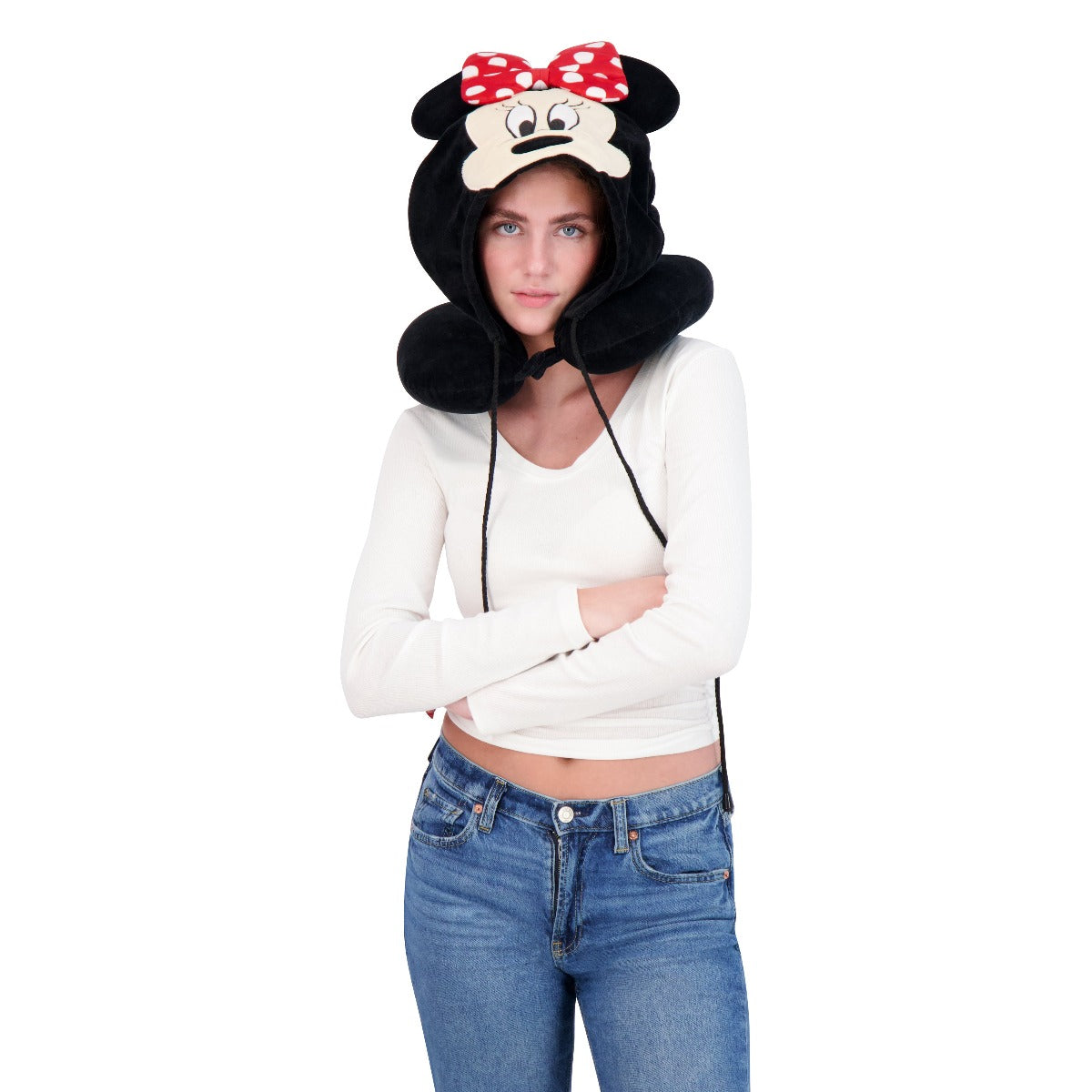 Disney Minnie Mouse Travel Neck Pillow Hoodie, Black - Stiles Supply Co.