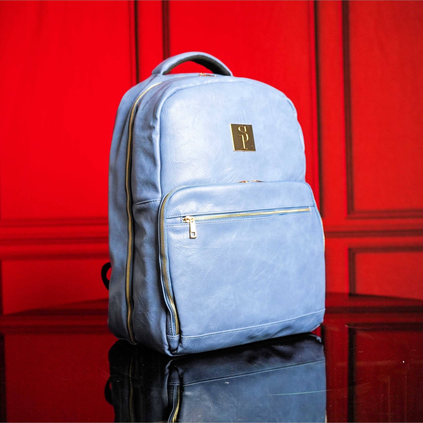 Sole Premise Baby Blue Leather Commuter Backpack