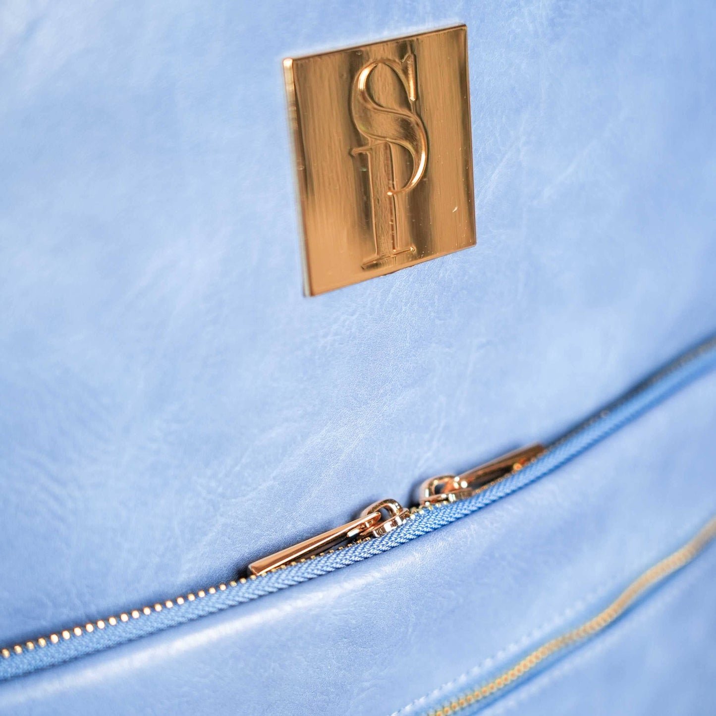 Sole Premise Baby Blue Leather Commuter Backpack