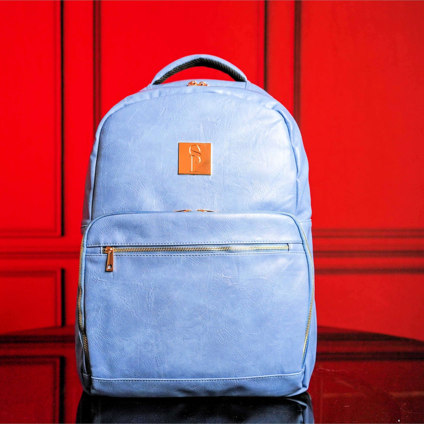 Sole Premise Baby Blue Leather Commuter Backpack