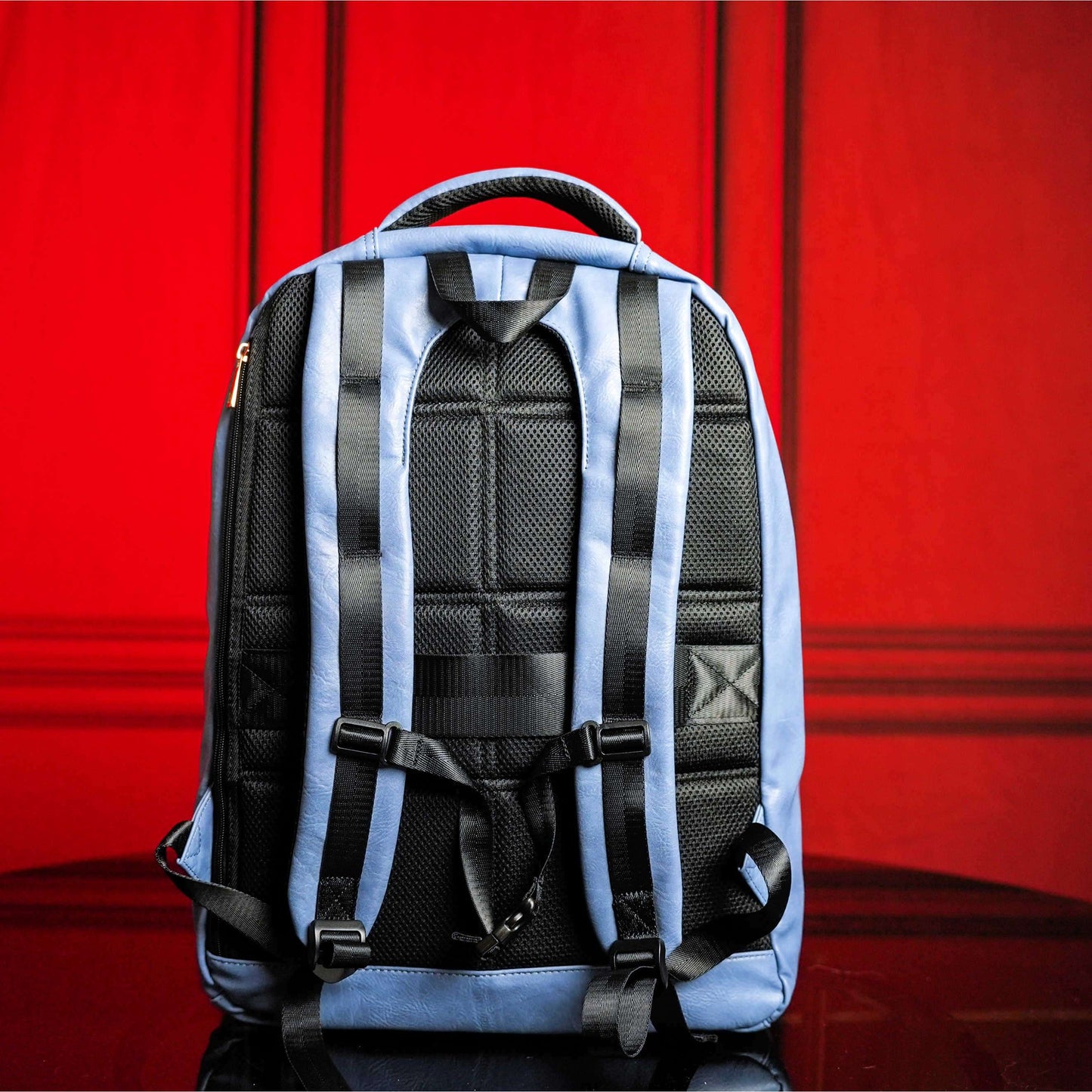 Sole Premise Baby Blue Leather Commuter Backpack