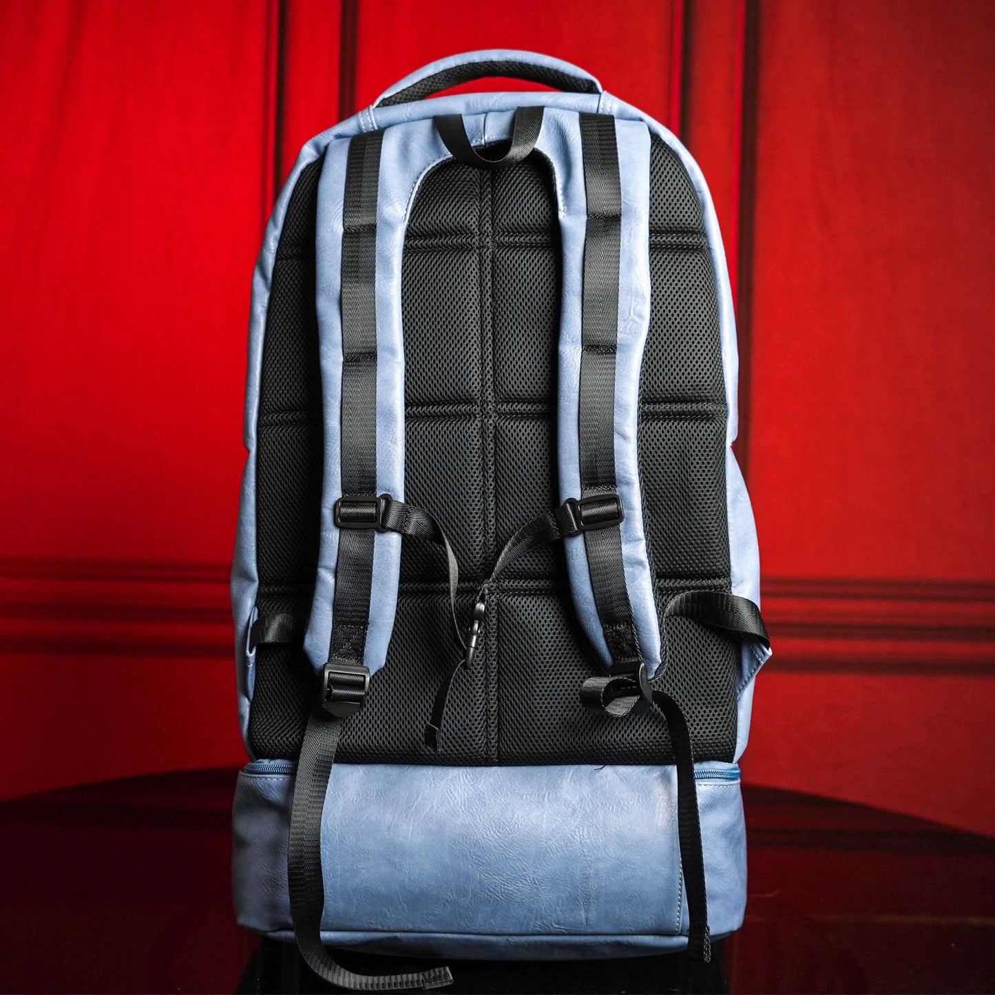 Sole Premise Baby Blue Leather Carry-On Patented Backpack