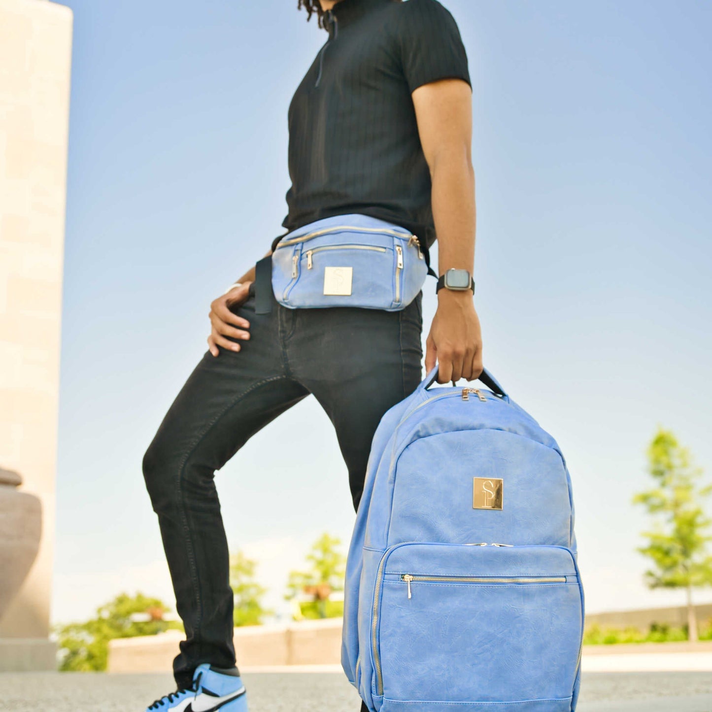 Sole Premise Baby Blue Leather Sling Bag