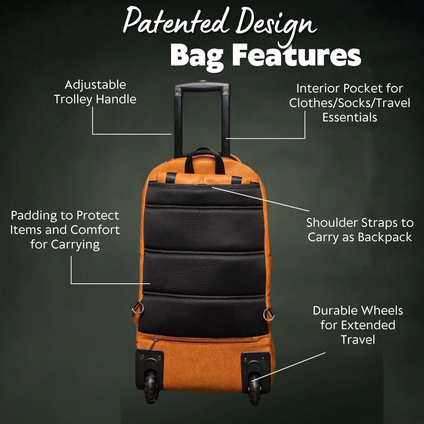 Sole Premise Brown Leather Carry-On Patented Roller Bag