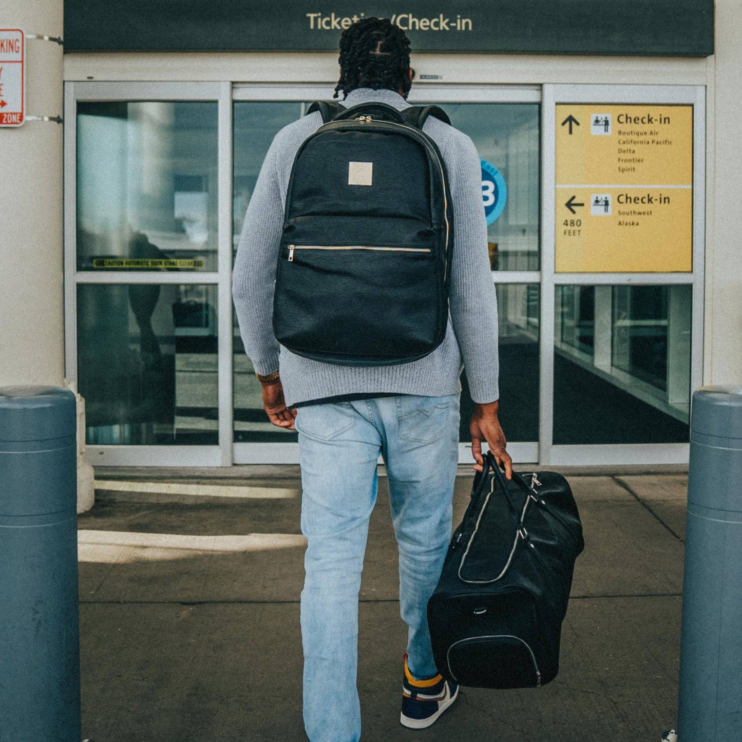 Sole Premise Black Leather Duffle Bag
