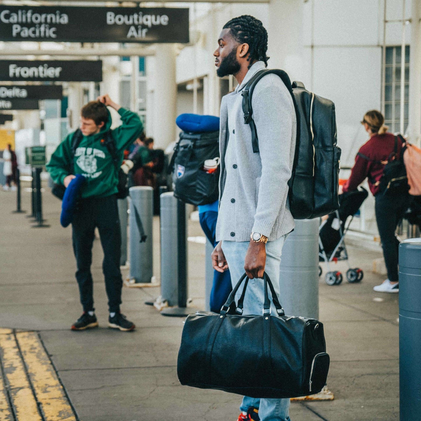 Sole Premise Black Leather Duffle Bag