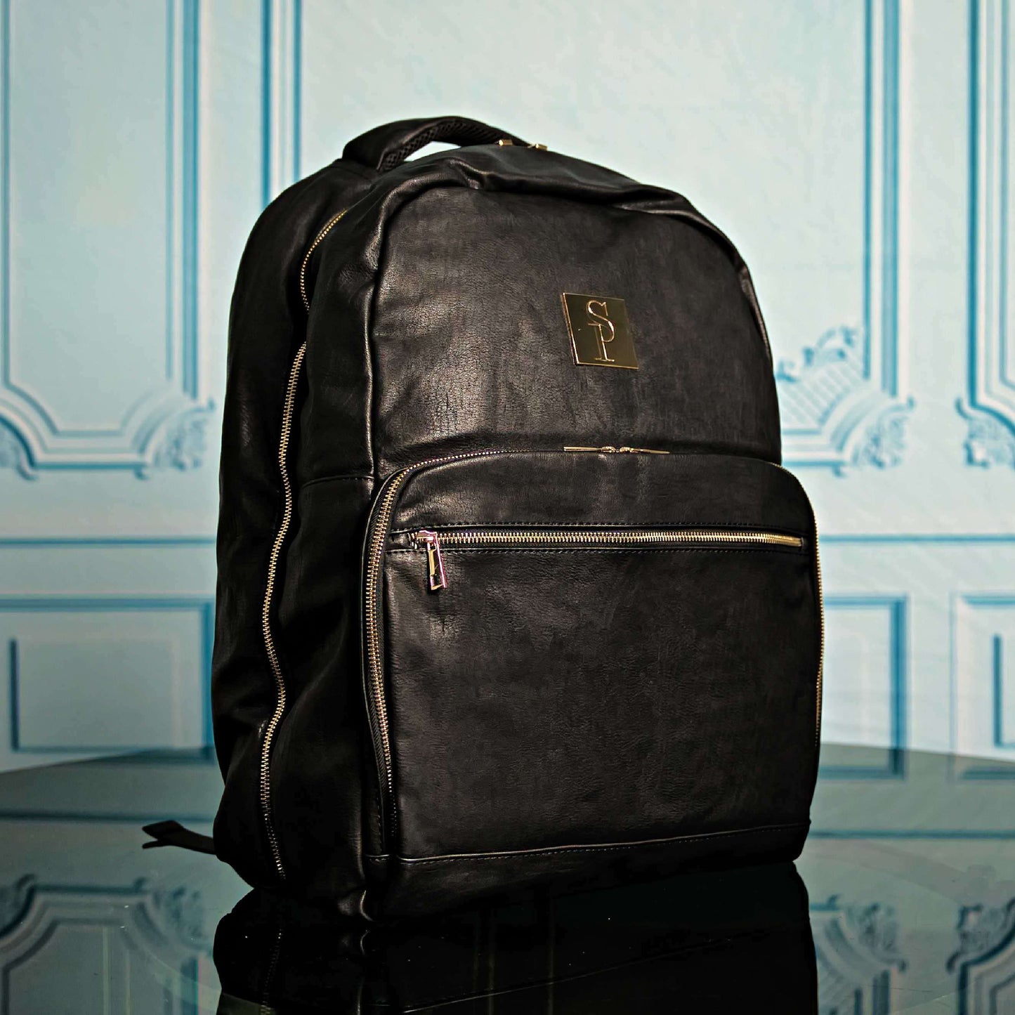 Sole Premise Black Leather Commuter Backpack