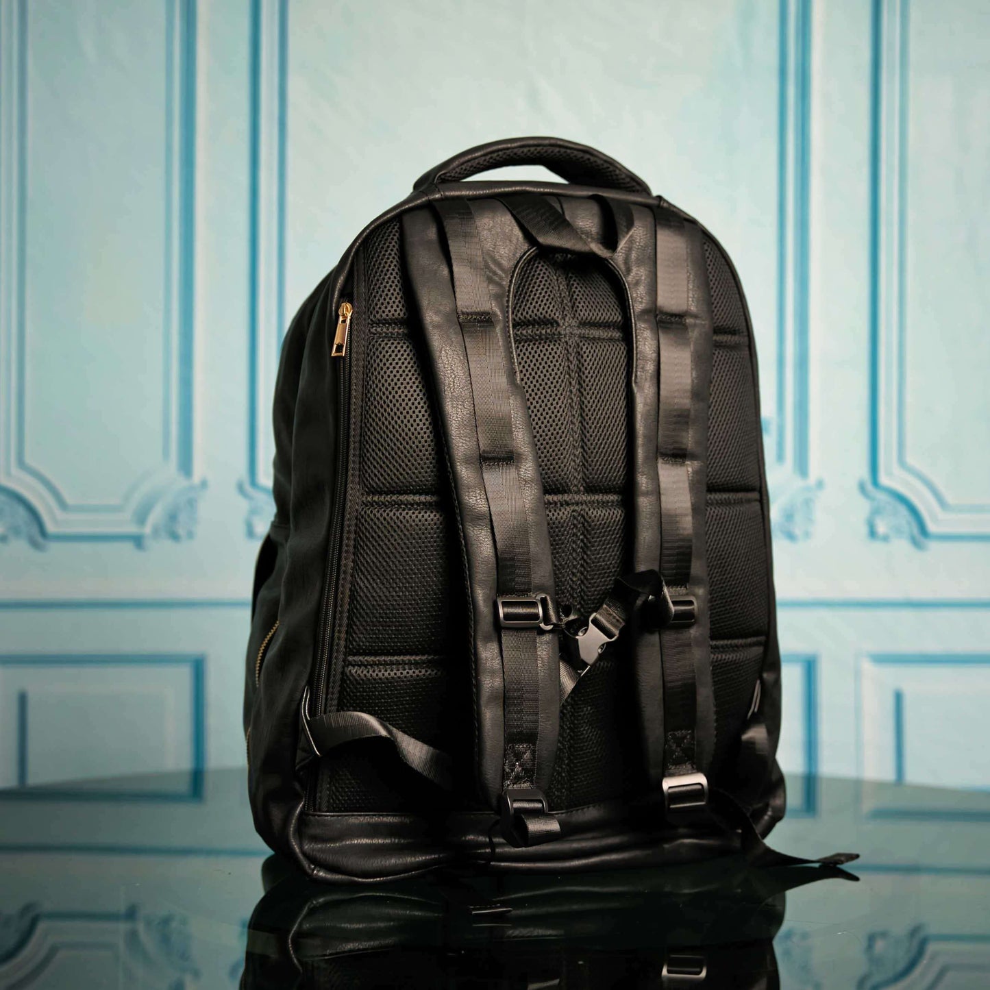 Sole Premise Black Leather Commuter Backpack
