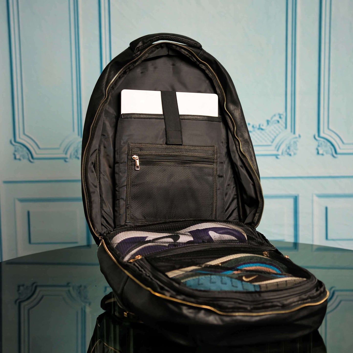 Sole Premise Black Leather Commuter Backpack