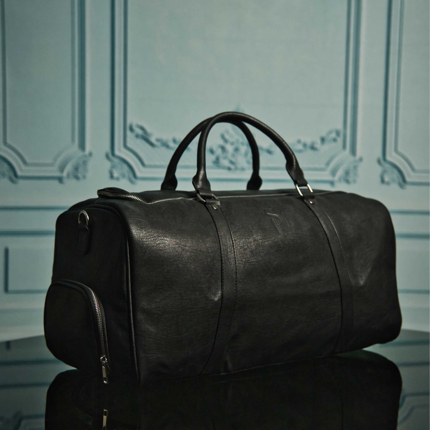 Sole Premise Black Leather Duffle Bag