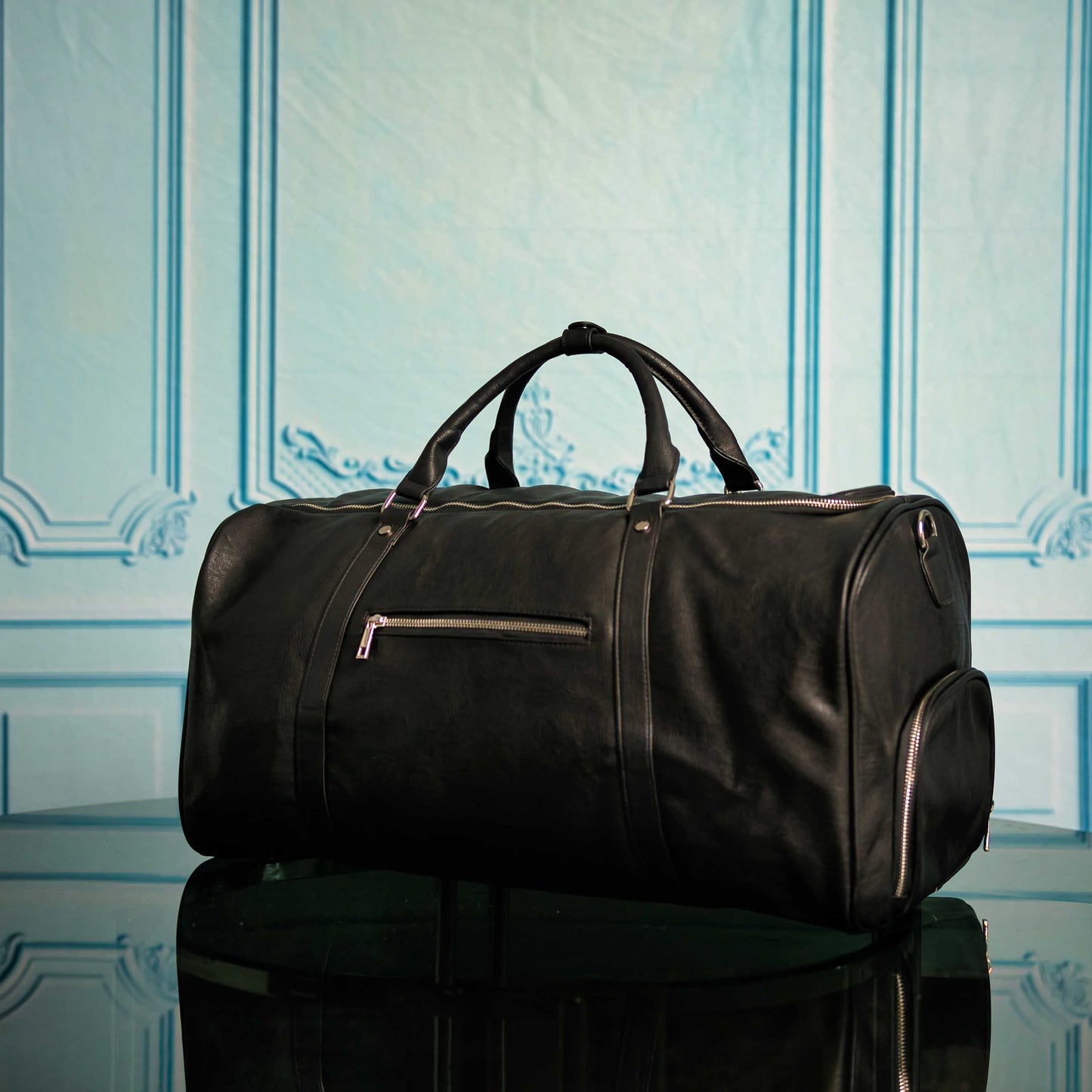 Sole Premise Black Leather Duffle Bag