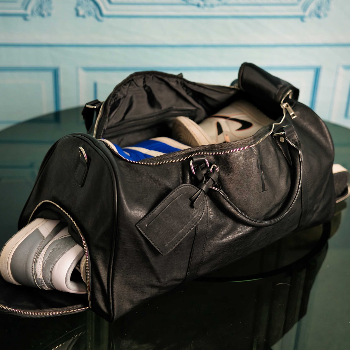 Sole Premise Black Leather Duffle Bag