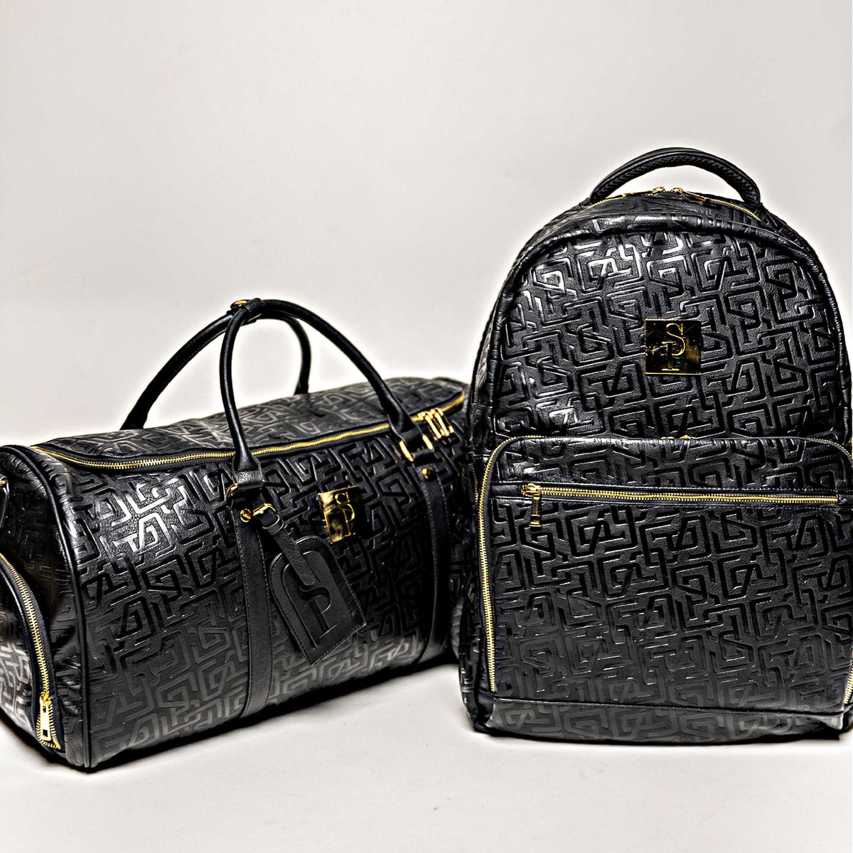 Sole Premise Monogram Leather 2 Bag Set - Black