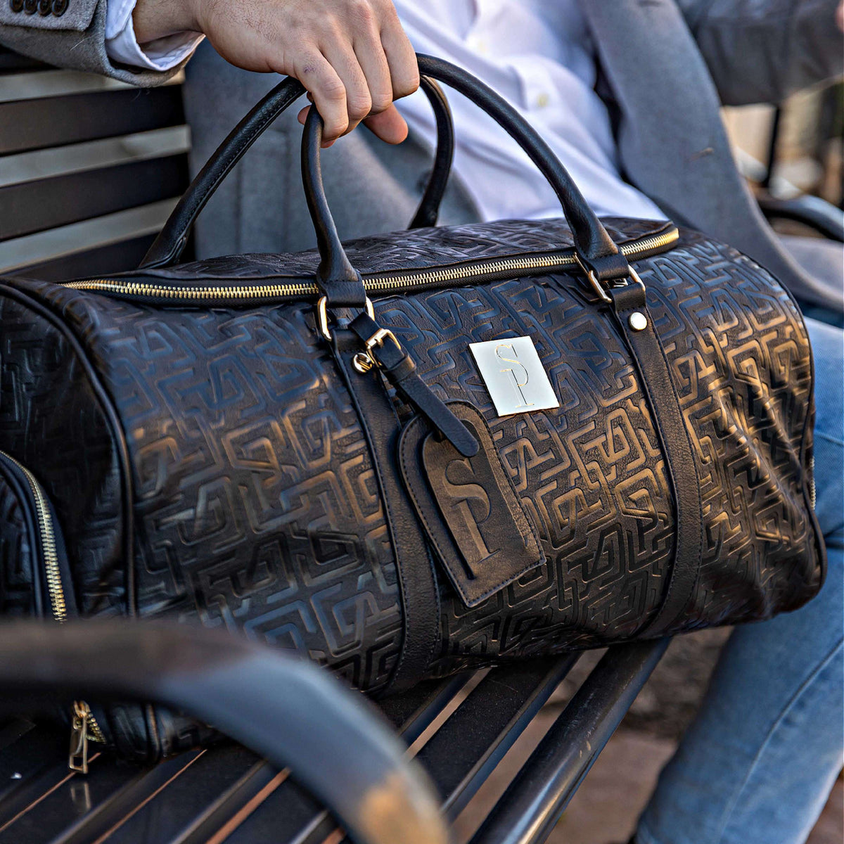 Sole Premise Monogram Leather 2 Bag Set - Black