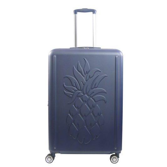 Tommy Bahama 30.5" Navy Hard-Sided 3D Pineapple Luggage with Drawstring Bag - Stiles Supply Co.