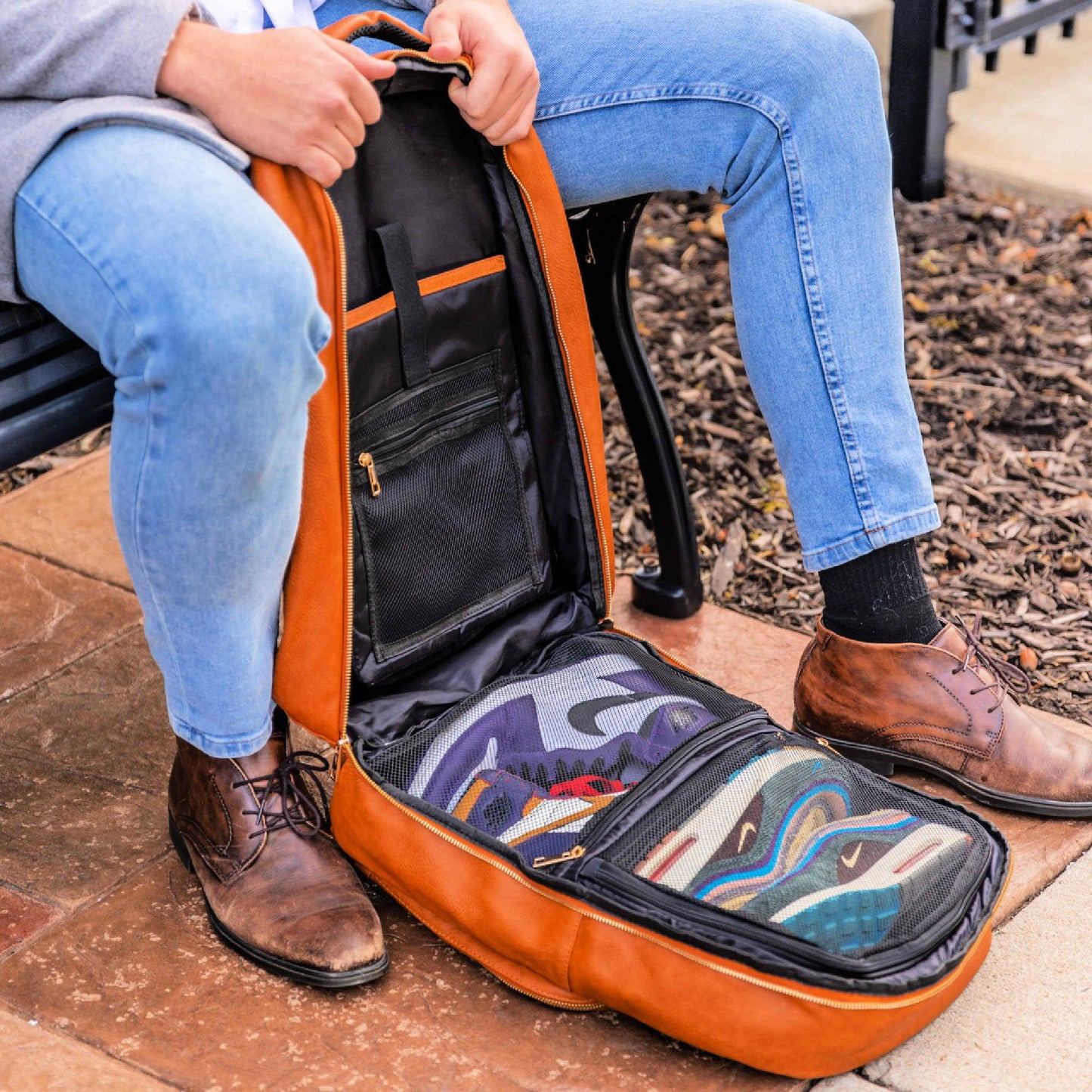Sole Premise Brown Leather Commuter Sneaker Bag