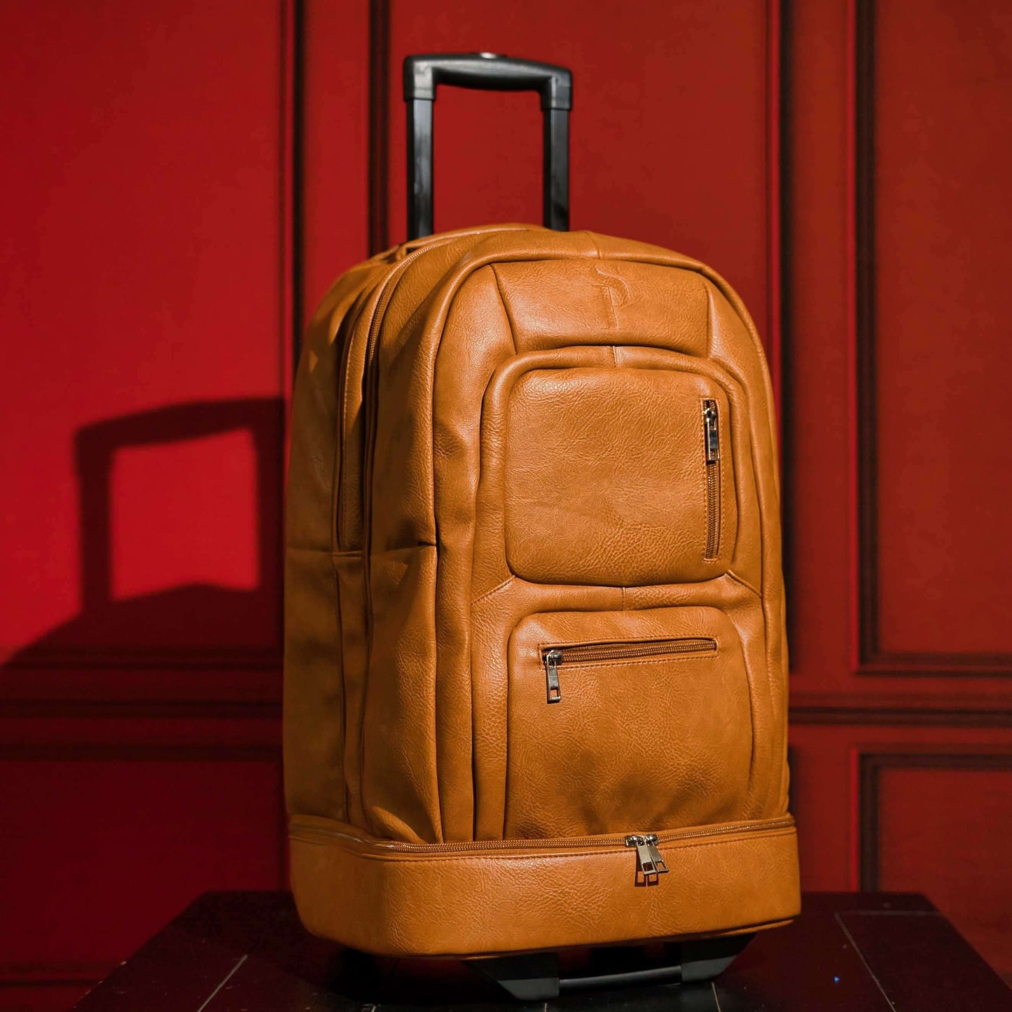 Sole Premise Brown Leather Roller Carry-on Set