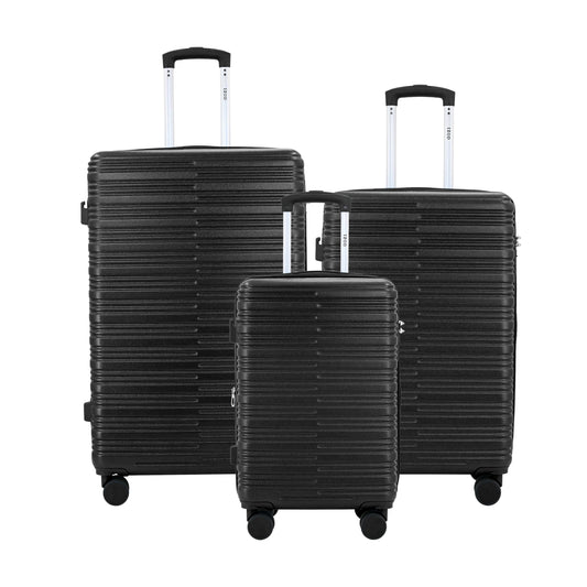 IZOD Camellia Lightweight ABS 3 Piece Luggage Set Black