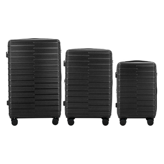 IZOD Camellia Lightweight ABS 3 Piece Luggage Set Black