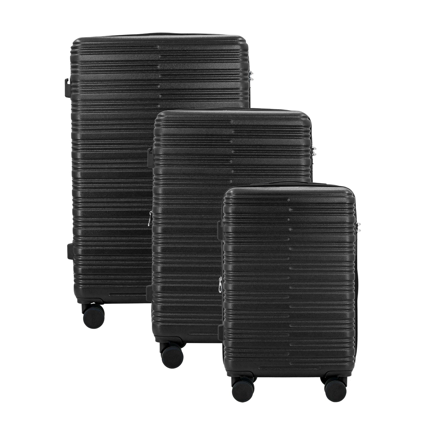 IZOD Camellia Lightweight ABS 3 Piece Luggage Set Black