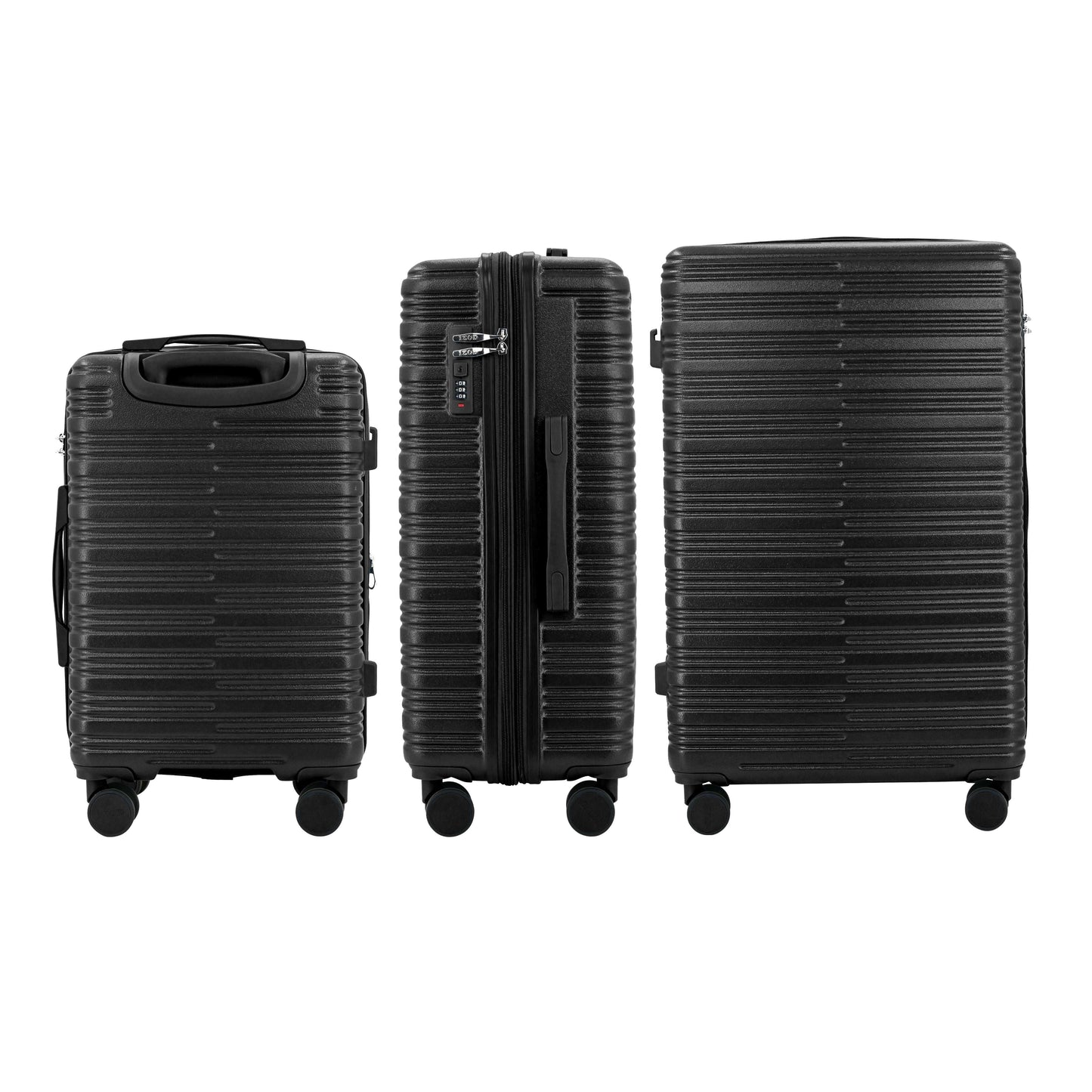 IZOD Camellia Lightweight ABS 3 Piece Luggage Set Black