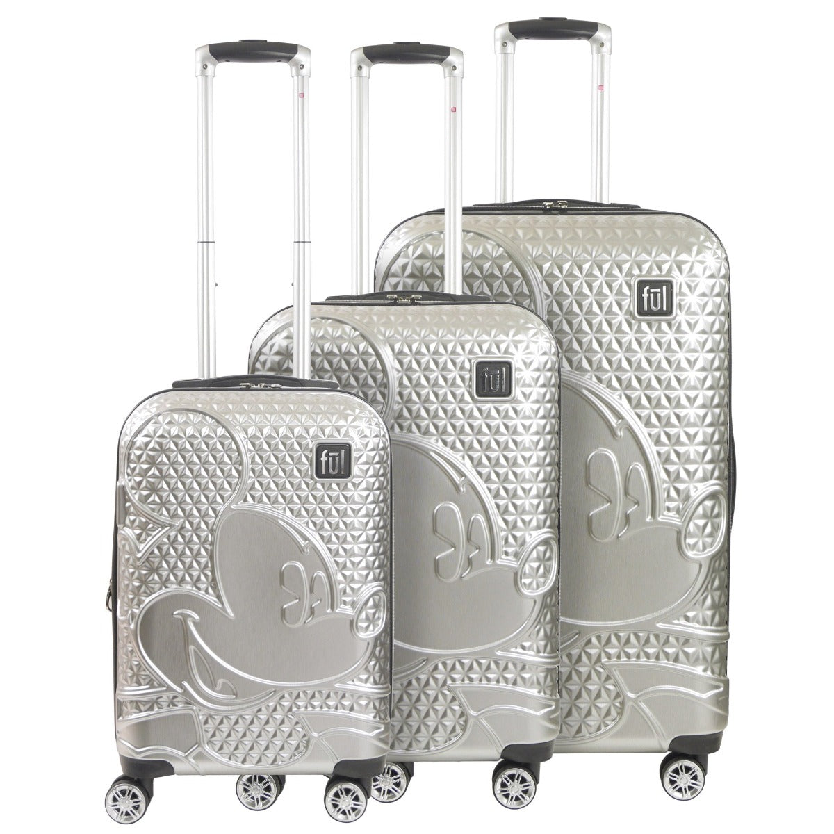Ful X Disney Mickey Mouse Rolling Suitcases 3 Piece Set Silver - Stiles Supply Co.