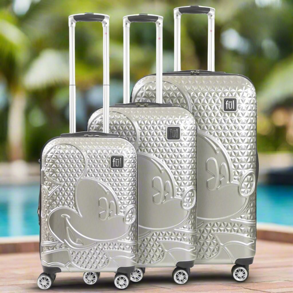 Ful X Disney Mickey Mouse Rolling Suitcases 3 Piece Set Silver - Stiles Supply Co.