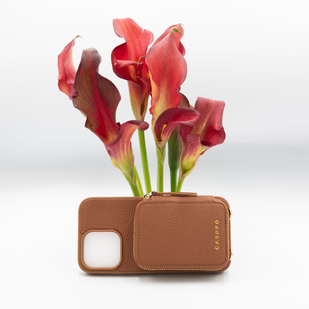 CASUPO iPhone Case and Wallet with Long Strap - Tan