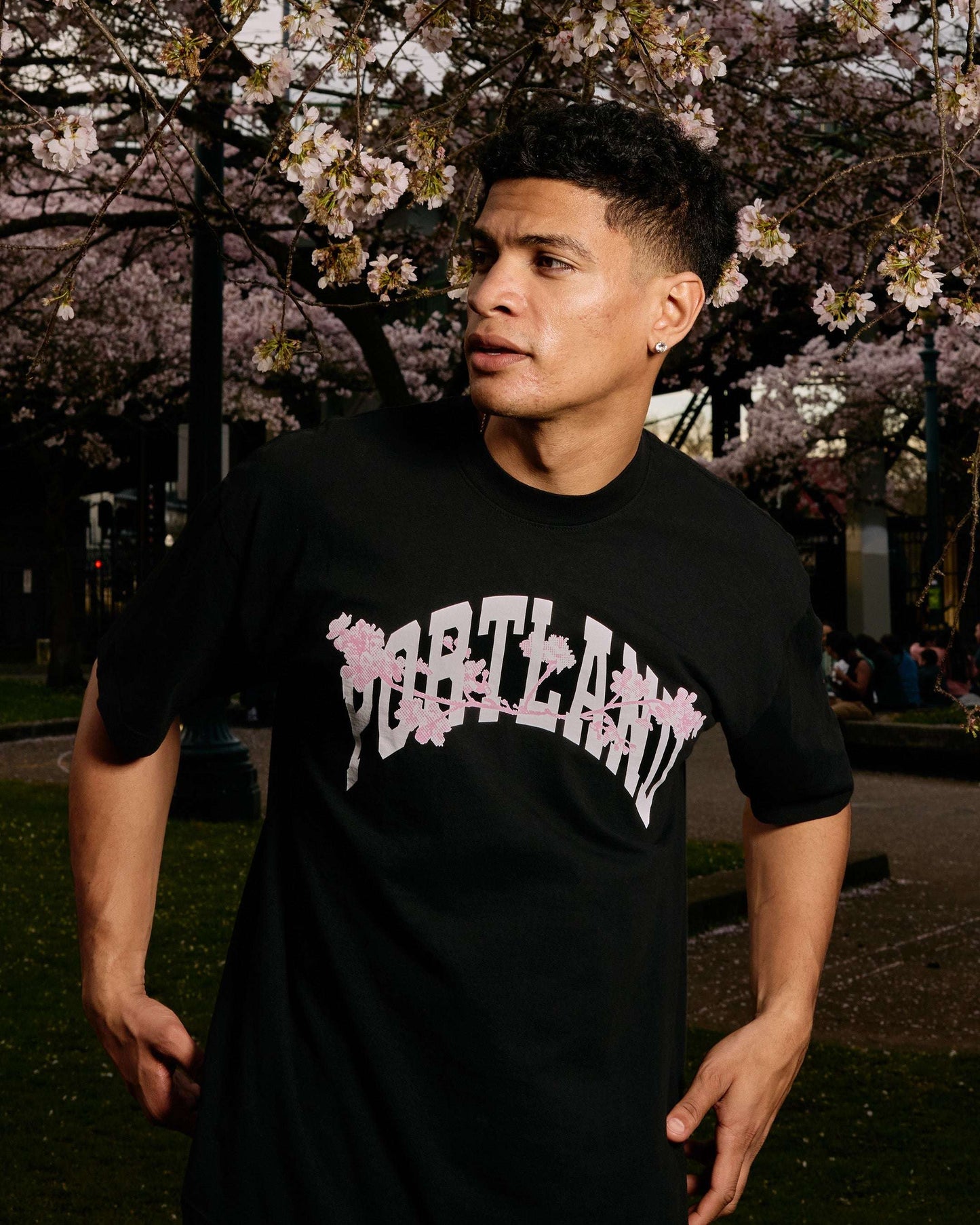 All-American Halftone Blossom Tee - Black - Stiles Supply Co.