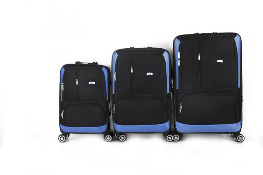 Mirage Dominic Soft Shell Lightweight Expandable 3 Piece Luggage Set - Stiles Supply Co.