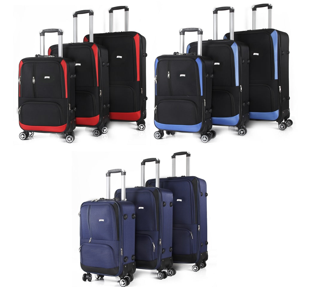 Mirage Dominic Soft Shell Lightweight Expandable 3 Piece Luggage Set - Stiles Supply Co.