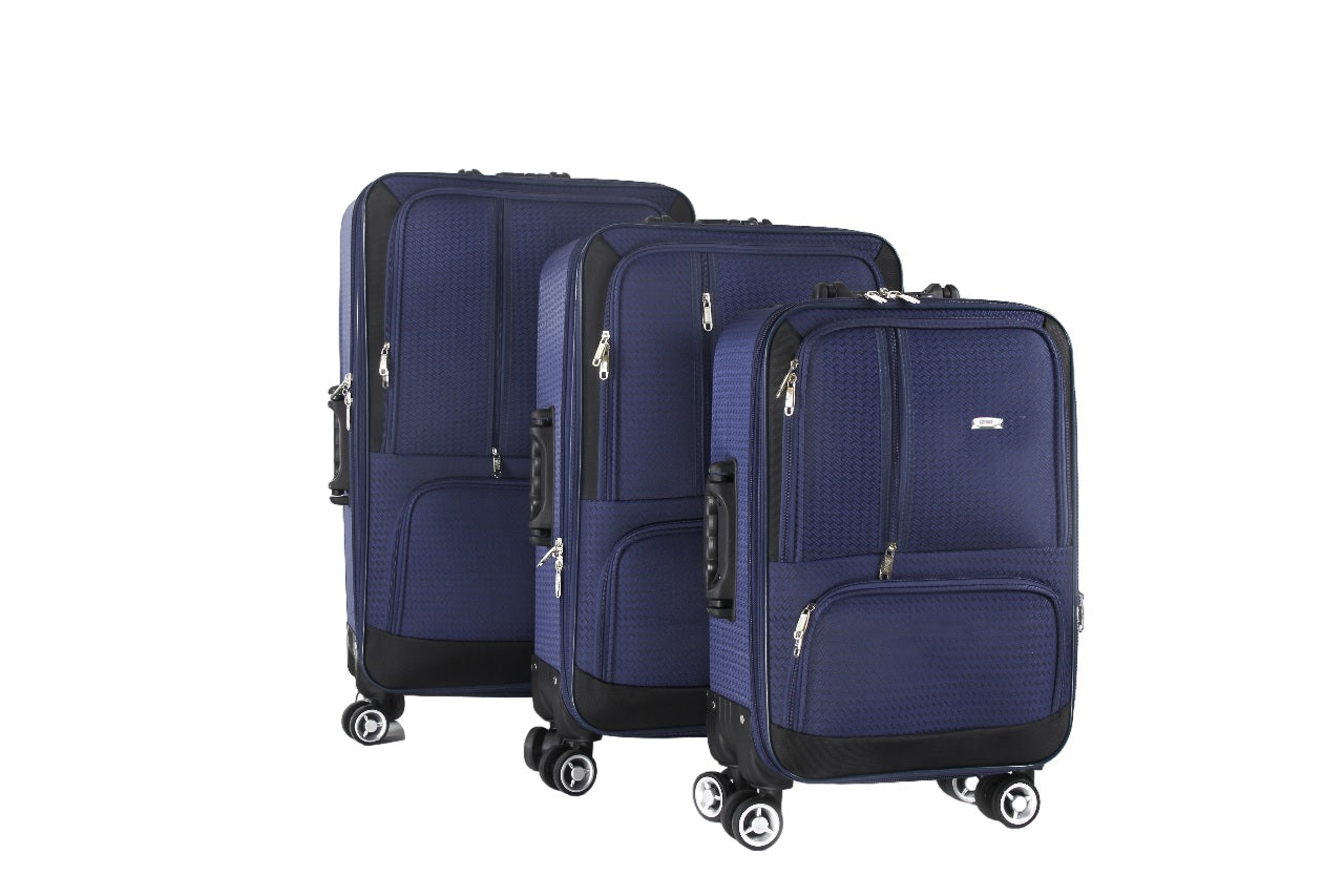 Mirage Dominic Soft Shell Lightweight Expandable 3 Piece Luggage Set - Stiles Supply Co.