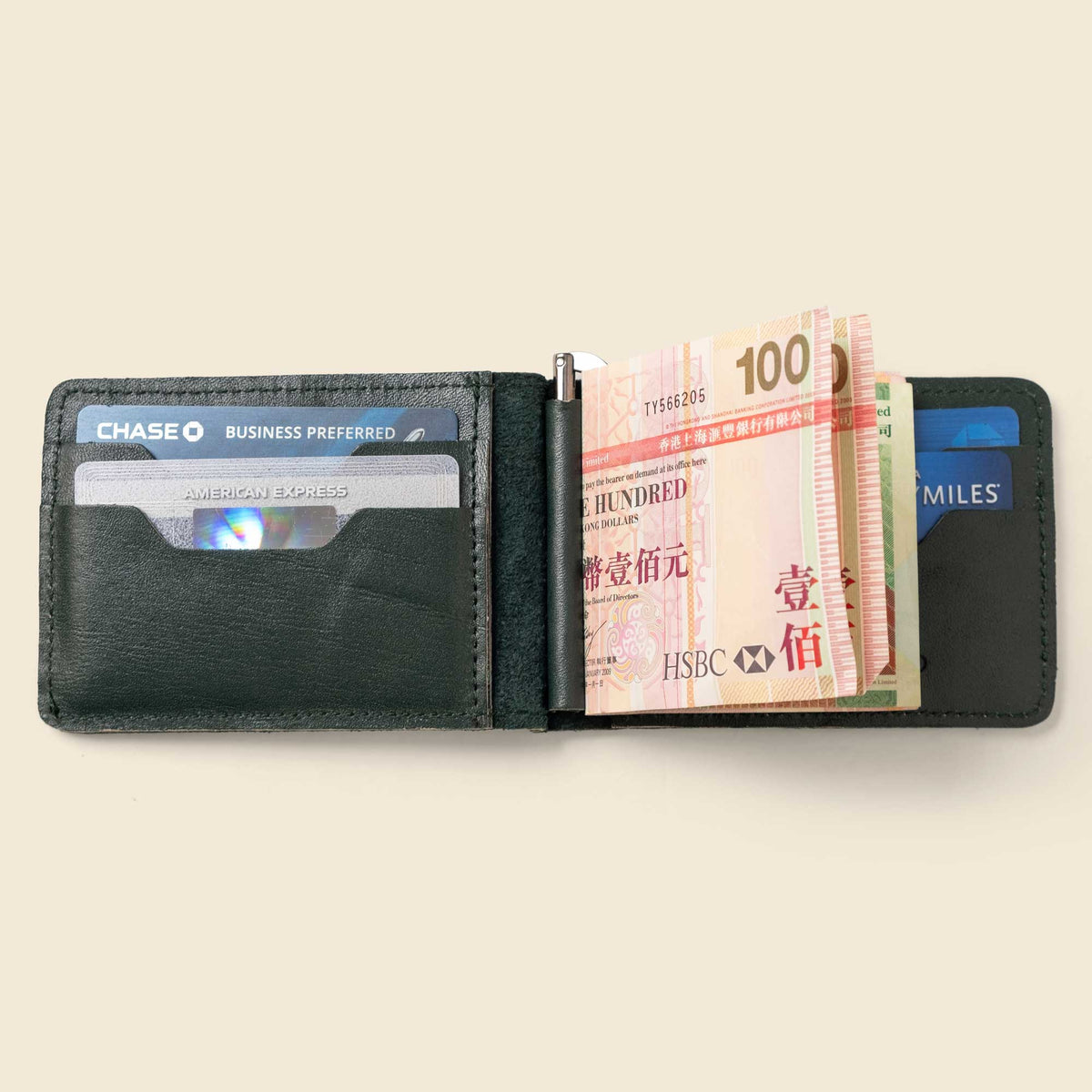 CASUPO Bifold Money Clip Wallet - Forest Green