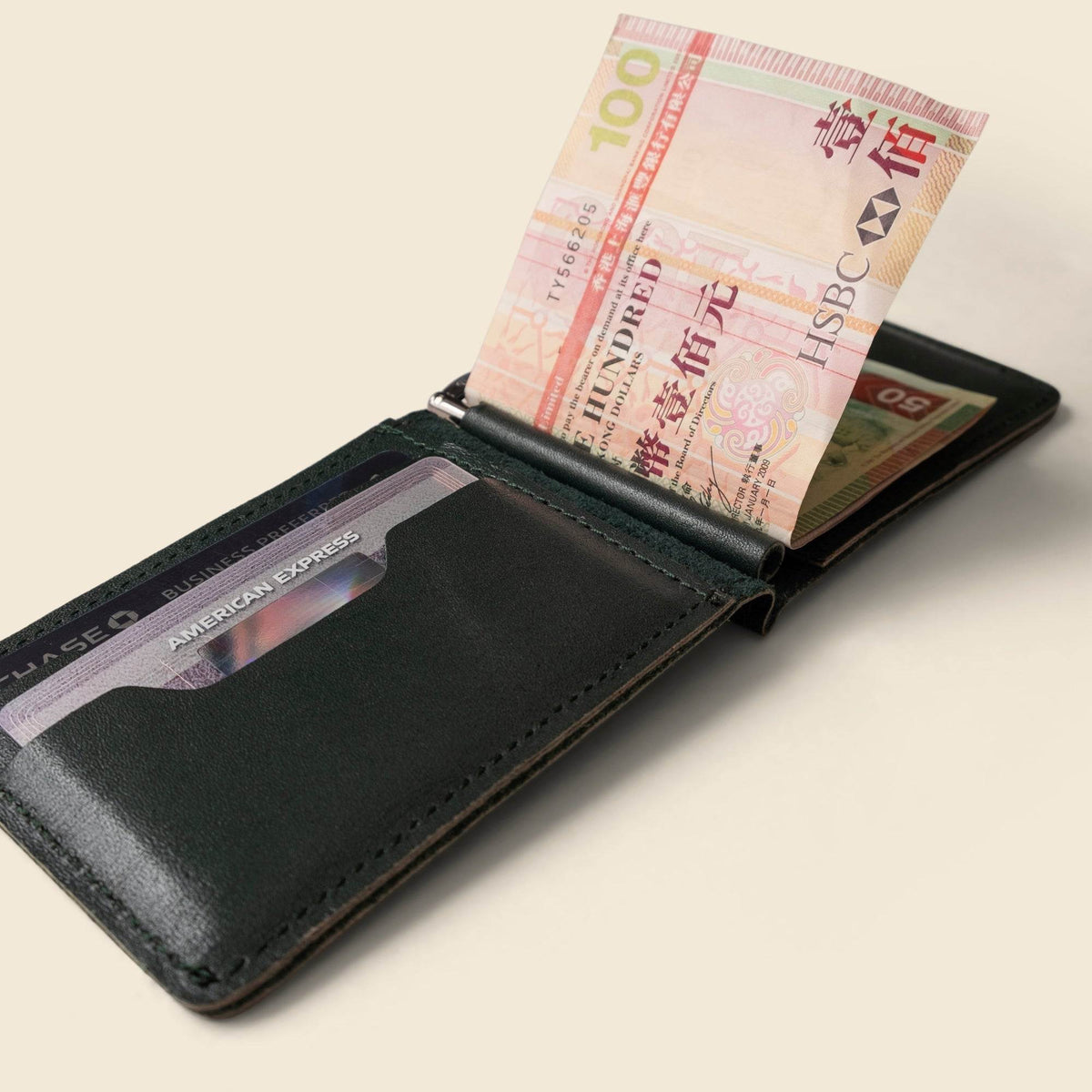 CASUPO Bifold Money Clip Wallet - Forest Green