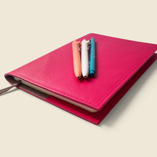 CASUPO Refillable A5 Leather Notebook Cover – Pink