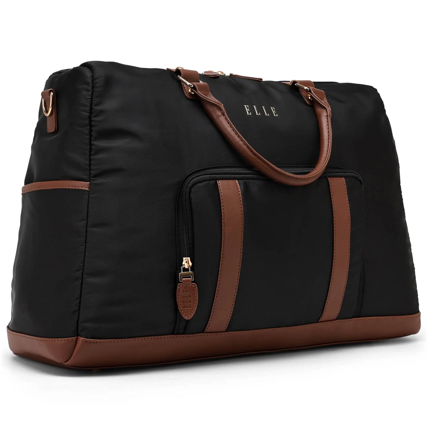 ELLE Luxe Journey 30L Twill and Vegan Leather Weekender Duffel Bag - Stiles Supply Co.