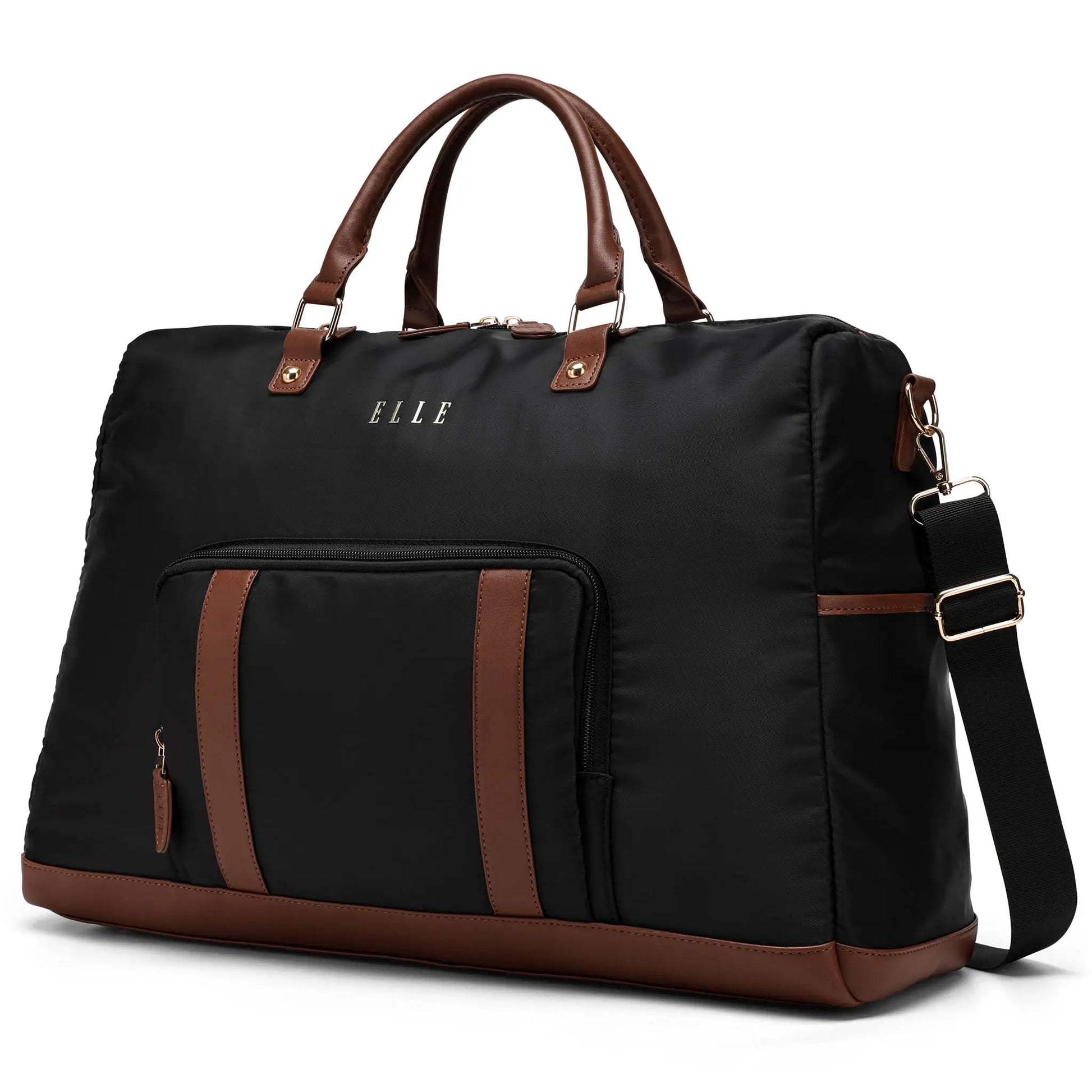ELLE Luxe Journey 30L Twill and Vegan Leather Weekender Duffel Bag - Stiles Supply Co.