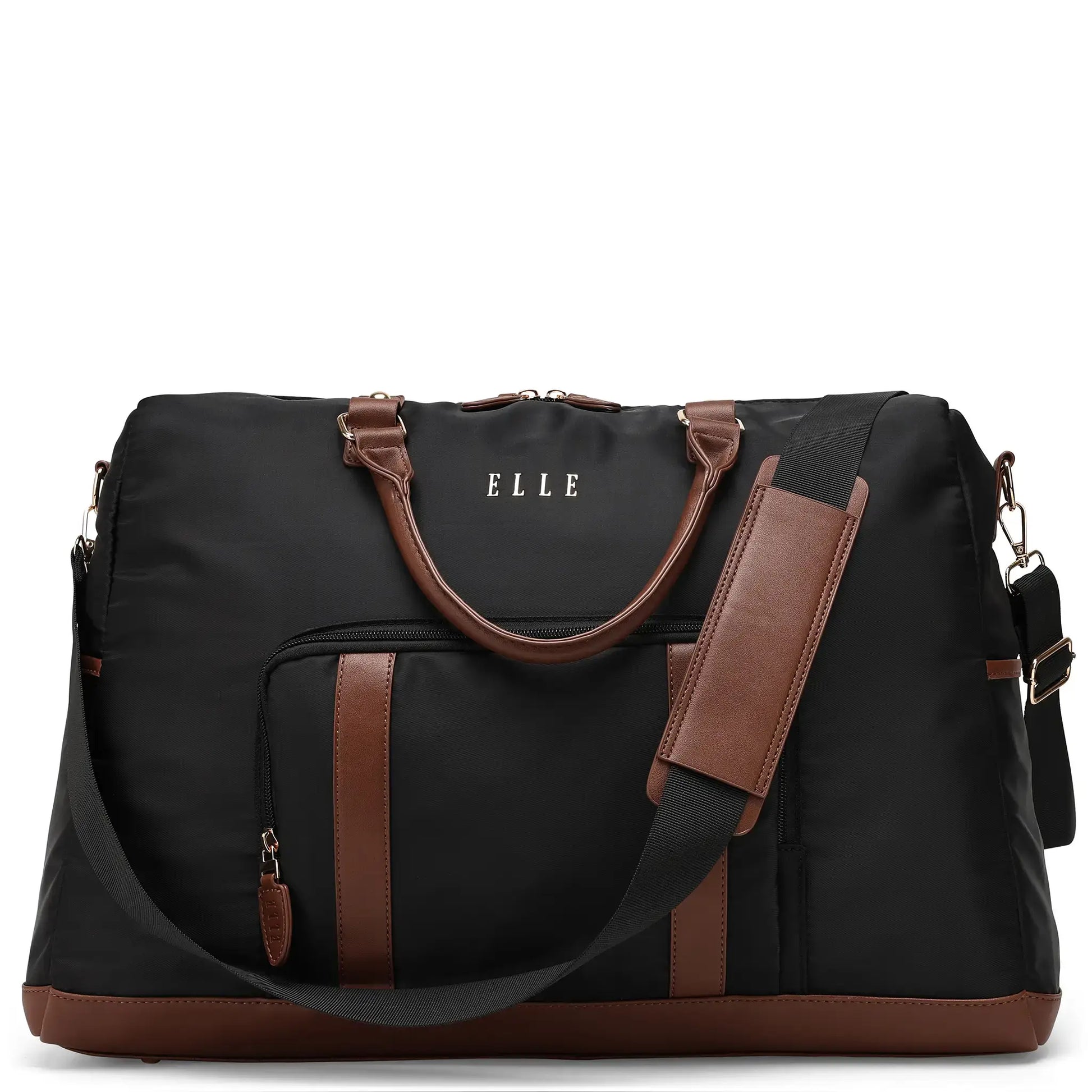 ELLE Luxe Journey 30L Twill and Vegan Leather Weekender Duffel Bag - Stiles Supply Co.