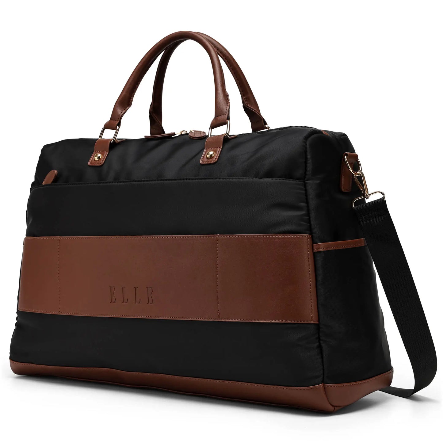 ELLE Luxe Journey 30L Twill and Vegan Leather Weekender Duffel Bag - Stiles Supply Co.