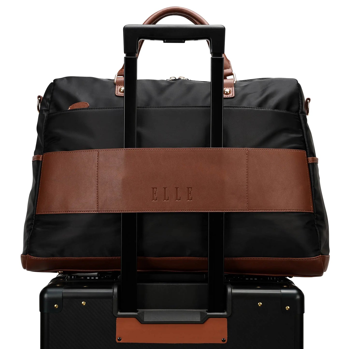 ELLE Luxe Journey 30L Twill and Vegan Leather Weekender Duffel Bag - Stiles Supply Co.