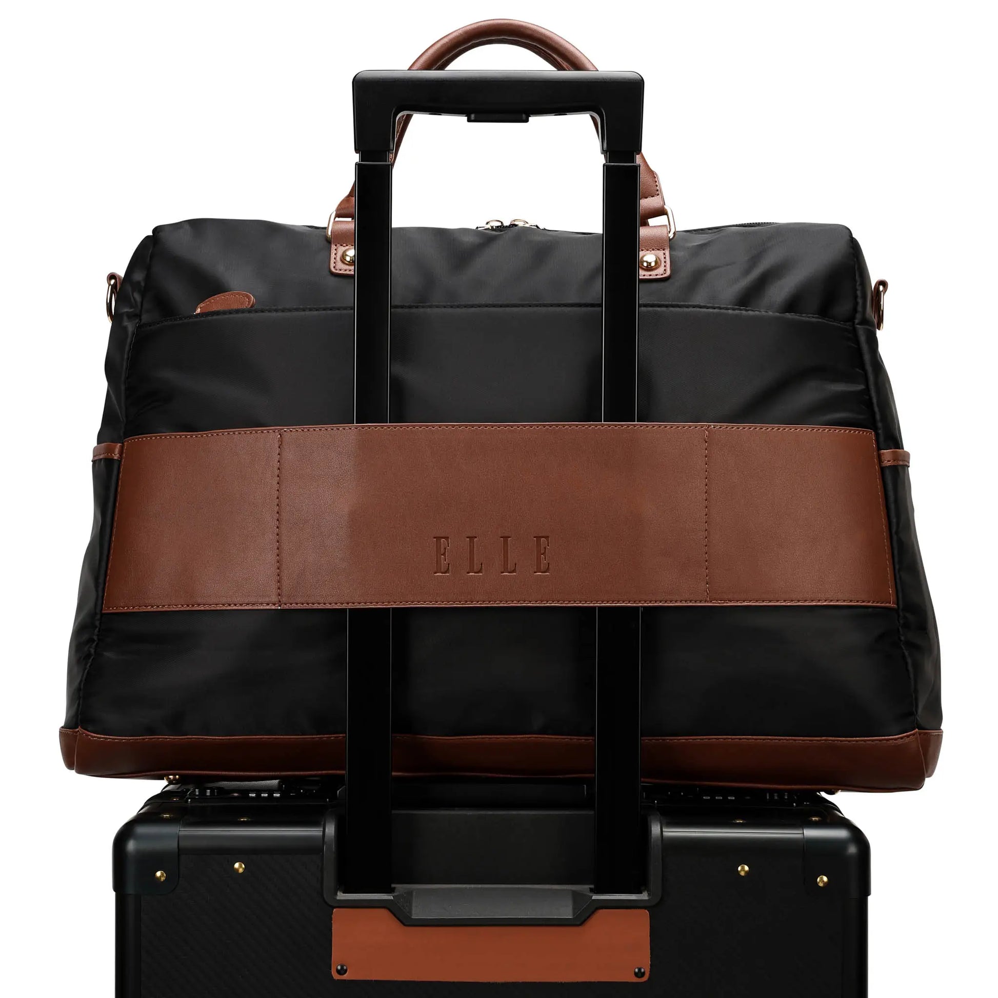 ELLE Luxe Journey 30L Twill and Vegan Leather Weekender Duffel Bag - Stiles Supply Co.